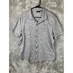 Marc Anthony Short Sleeve Button Up Shirt Mens XL Slim Fit Gray Knit‎ Casual Top